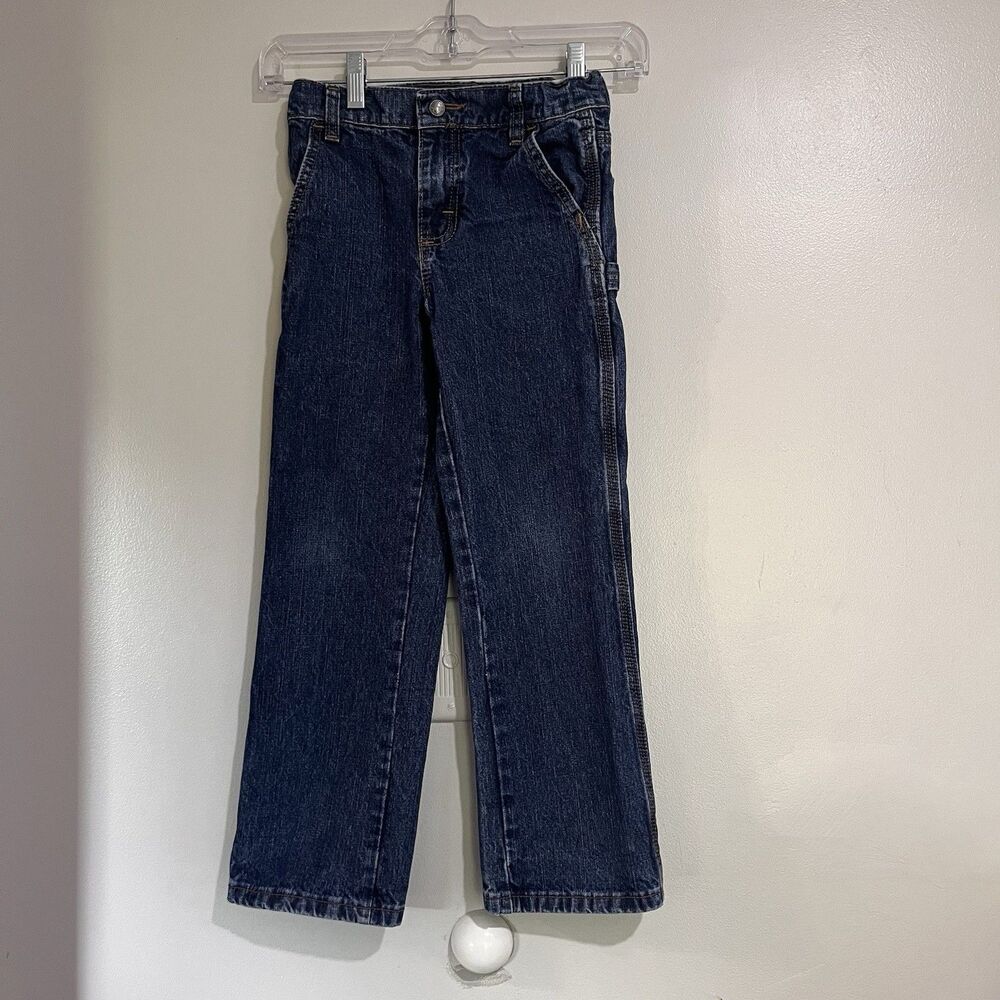 Wrangler Youth Boys Loose Denim Jeans Blue Adjustable Waist Size 7 Regular Fit